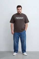 Men’s Tomato Store Private Code T-Shirt Front Privacy Statement Print Cracked Letter Effect Clean Plain Surface Big Size