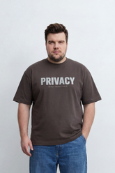Men’s Tomato Store Private Code T-Shirt Front Privacy Statement Print Cracked Letter Effect Clean Plain Surface Big Size