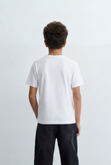 Boy's Tomato Store Minimal Contrast Trim T-Shirt Clean Athletic Inspired Design Shoulder Piping Detail