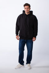 Men's Kangaroo Pockets Long Sleeves With Warp-Around Puff Text Print Comfy Regular Fit Hood Melton Sweatshirt