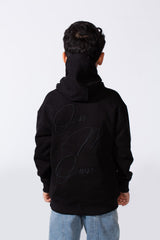 Boy's Long Sleeve With Raised- Letter Design Oversize Front Kangaroo Pockets Hooded Melton Everyday Wear Sweatshirt