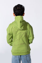 Boy's Long Sleeve With Raised- Letter Design Oversize Front Kangaroo Pockets Hooded Melton Everyday Wear Sweatshirt