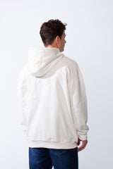 Men's Kangaroo Pockets Long Sleeves With Warp-Around Puff Text Print Comfy Regular Fit Hood Melton Sweatshirt