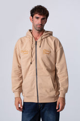 Men's Tomato Store Zip-Up Hooded Jacket With Gold Graphics Kangaroo's Split Pockets