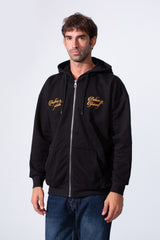 Men's Tomato Store Zip-Up Hooded Jacket With Gold Graphics Kangaroo's Split Pockets