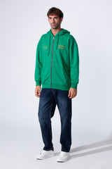Men's Tomato Store Zip-Up Hooded Jacket With Gold Graphics Kangaroo's Split Pockets