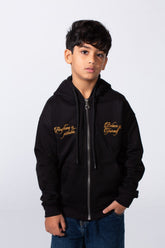 Boy's Oversize Printed Melton Zip-Up Hood Sweatshirt