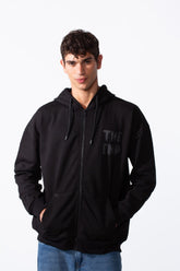 Men's Melton Regular Fit Text Print Zippers Hood Sweatshirt