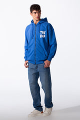 Men's Melton Regular Fit Text Print Zippers Hood Sweatshirt