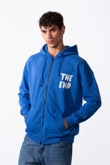 Men's Melton Regular Fit Text Print Zippers Hood Sweatshirt