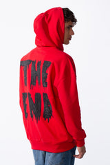 Men's Melton Regular Fit Text Print Zippers Hood Sweatshirt