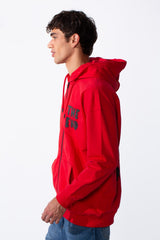 Men's Melton Regular Fit Text Print Zippers Hood Sweatshirt