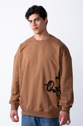 Men's Regular Fit Side Pattern Long Sleeve Crew Neckline Melton Fabric Daily Wear Sweatshirt