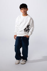 Boy's Melton Oversize Side Print Crew Neck Sweatshirt