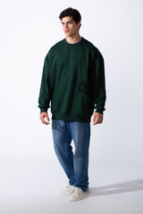 Men's Regular Fit Side Pattern Long Sleeve Crew Neckline Melton Fabric Daily Wear Sweatshirt