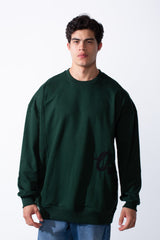 Men's Regular Fit Side Pattern Long Sleeve Crew Neckline Melton Fabric Daily Wear Sweatshirt