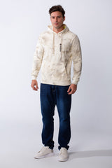 Men's Long Sleeves With Unique Marble Print Kangaroo Front Pocket Slim Fit Hooded Sweatshirt