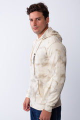 Men's Long Sleeves With Unique Marble Print Kangaroo Front Pocket Slim Fit Hooded Sweatshirt