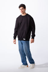 Men's Regular Fit Long Sleeve Crew Neck Kangaroo Pocket Knit Comfortable Melton Sweatshirt