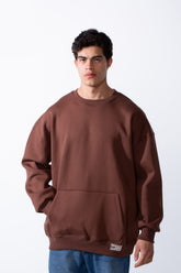 Men's Regular Fit Long Sleeve Crew Neck Kangaroo Pocket Knit Comfortable Melton Sweatshirt
