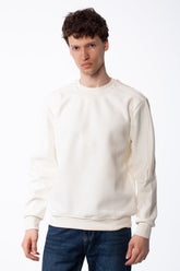 Men's Panelled Crewneck Sweatshirt Tonal Debossed Floral Patterns Overlays Sleeves Ribbed Neckline Cuffs And Hem Streetwear Feel