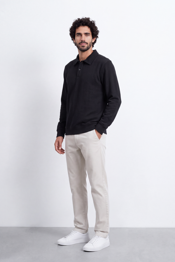 Men's Tomato Store Winter T-Shirt Long Sleeve Polo Neck Button Placket