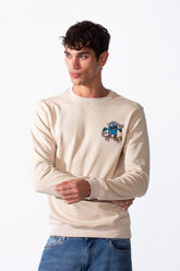 Men's Cartoon Graffiti Print Slim Fit Round Neck Sweatshirt