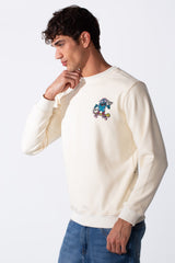 Men's Cartoon Graffiti Print Slim Fit Round Neck Sweatshirt