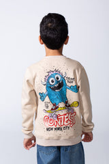 Boy’s Front Graphic Print Slim Fit Long Sleeve Crew Neck Sweatshirt