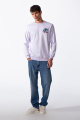 Men's Cartoon Graffiti Print Slim Fit Round Neck Sweatshirt