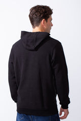 Men's Long Sleeves With Debossed Text Textured Fabric Comfy Hooded Over Size Sweatshirt