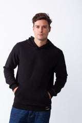 Men's Long Sleeves With Debossed Text Textured Fabric Comfy Hooded Over Size Sweatshirt