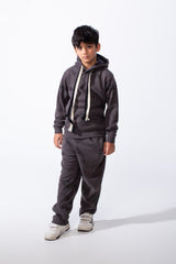 Boy’s Washed Effect Comfortable Casual Melton Slim Fit Outfit with Unique All-Over Print