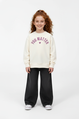 Girl's Round Neckline Front Print Slim Fit Daily Wear Comfy Sweatshirt