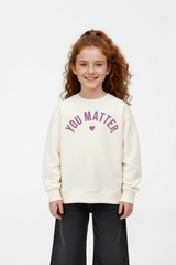 Girl's Round Neckline Front Print Slim Fit Daily Wear Comfy Sweatshirt