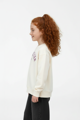 Girl's Round Neckline Front Print Slim Fit Daily Wear Comfy Sweatshirt
