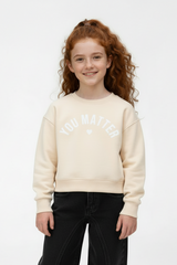 Girl's Round Neckline Front Print Slim Fit Daily Wear Comfy Sweatshirt