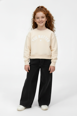 Girl's Round Neckline Front Print Slim Fit Daily Wear Comfy Sweatshirt