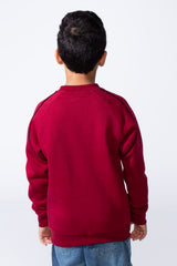 Boy’s Destroy Print Contrast Shoulder Piping Oversized Melton Crew Neck Sweatshirt