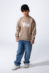 Boy's Long Sleeve Crew Neck Letter Front Print Comfy Slim Fit Sweatshirt