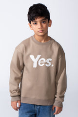 Boy's Long Sleeve Crew Neck Letter Front Print Comfy Slim Fit Sweatshirt