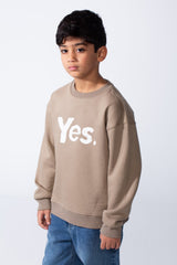 Boy's Long Sleeve Crew Neck Letter Front Print Comfy Slim Fit Sweatshirt