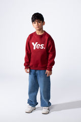Boy's Long Sleeve Crew Neck Letter Front Print Comfy Slim Fit Sweatshirt