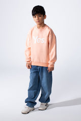 Boy's Long Sleeve Crew Neck Letter Front Print Comfy Slim Fit Sweatshirt