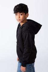 Boy’s Double Zipper Plain Slim Fit Daily Wear Hooded Sweatshirt
