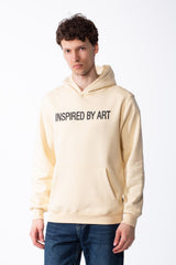 Men's Puff-Print Graphic Cross Over Hood Kangaroo Pocket Comfort With Clear Artistic Statement Slim Fit Sweatshirt
