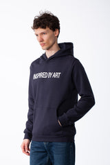 Men's Puff-Print Graphic Cross Over Hood Kangaroo Pocket Comfort With Clear Artistic Statement Slim Fit Sweatshirt
