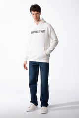 Men's Puff-Print Graphic Cross Over Hood Kangaroo Pocket Comfort With Clear Artistic Statement Slim Fit Sweatshirt