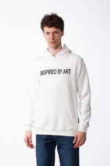 Men's Puff-Print Graphic Cross Over Hood Kangaroo Pocket Comfort With Clear Artistic Statement Slim Fit Sweatshirt