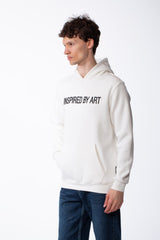 Men's Puff-Print Graphic Cross Over Hood Kangaroo Pocket Comfort With Clear Artistic Statement Slim Fit Sweatshirt